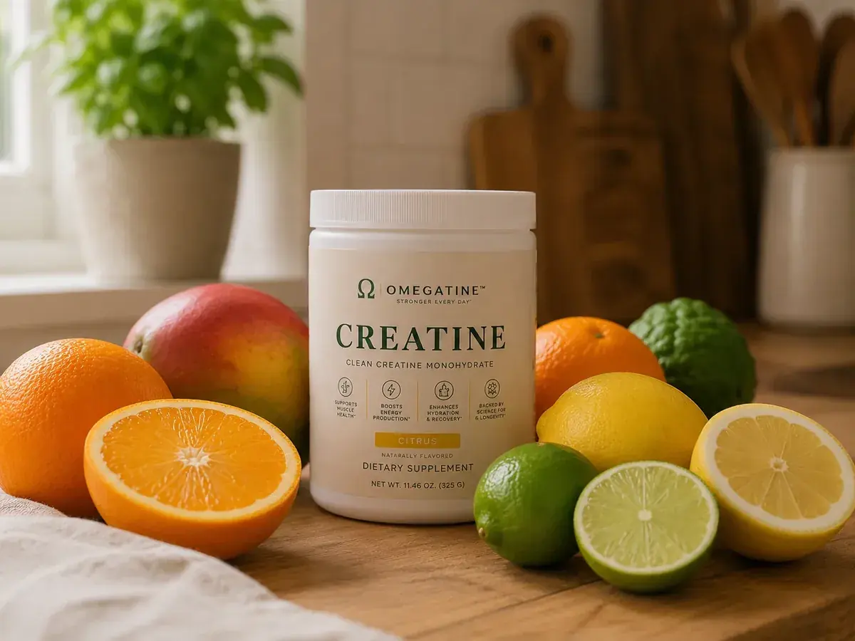 OMEGATINE creatine mixed with citrus water